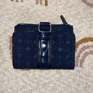 Vera Bradley Navy Blue Quilted Microfiber Medium Wallet